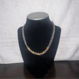 MONET Two-Tone Gold and Silver Star Link Necklace